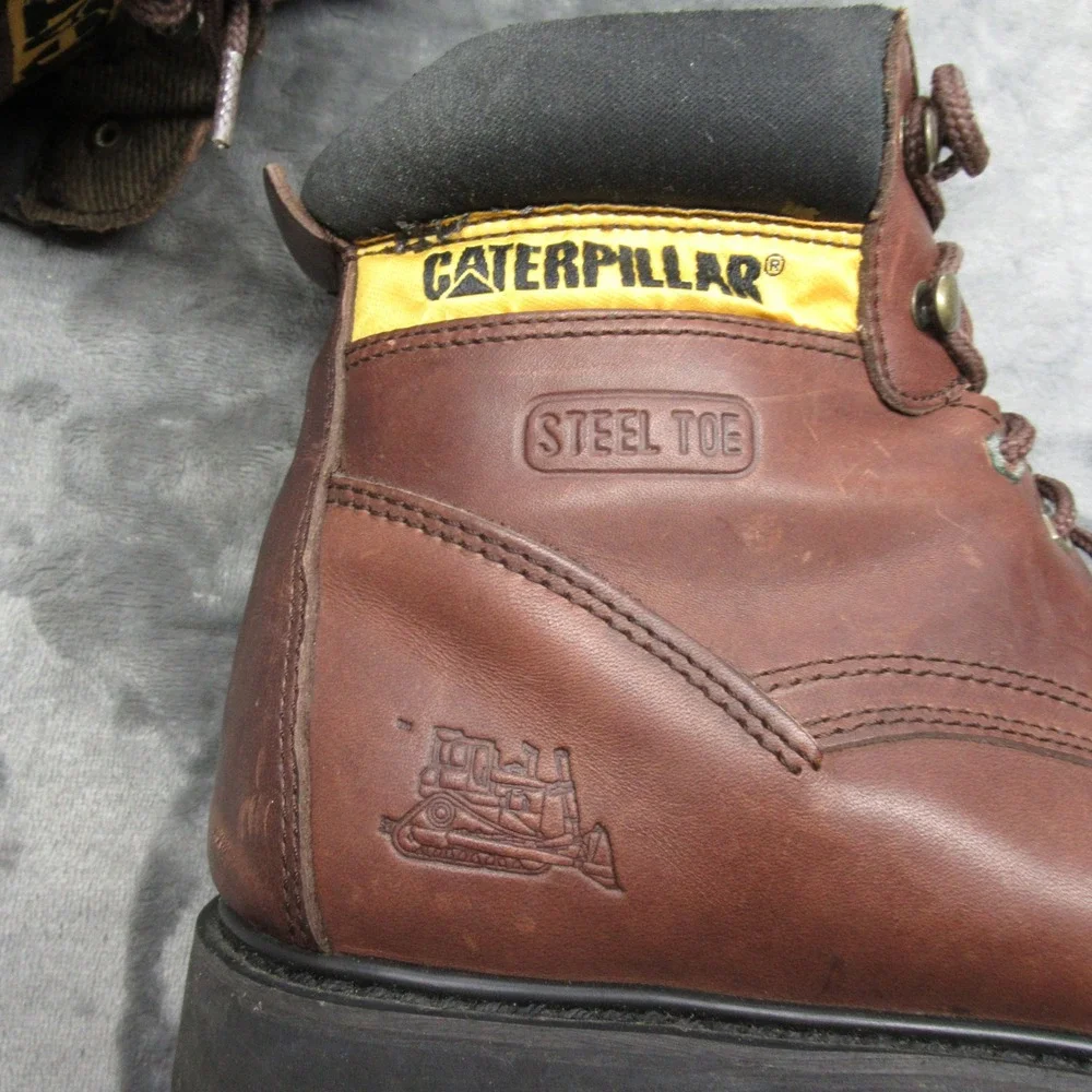 Caterpillar Work Boots Mens 11M Brown Steel Toe Leather Second Shift Lace‎ Up